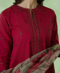 Dhanak 3PC Embroidered Shirt with Organza Digital Printed Dupatta – ZC3146