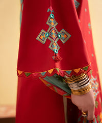 Dhanak-3PC Embroidered Shirt with Digital Printed Wool Shawl - 3437