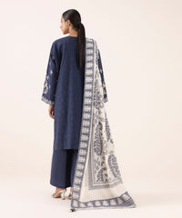 Dhanak-3PC Embroidered Shirt with Digital Printed Wool Shawl - 3511
