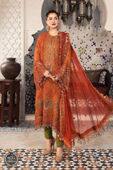 Dhanak 3PC Embroidered Shirt with Chiffon Embroidered Dupatta – ZC411