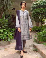 Linen Luxe 3PC Embroidered Shirt with Chiffon Embroidered Dupatta – ZC578