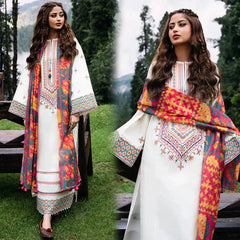 Lawn 3PC Embroidered Shirt with Digital Printed Jacquard Dupatta – ZC1355