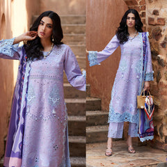 MUSHQ Dhanak 3PC Chikankari Embroidered Suit with Digital Printed Wool Shawl – ZC109