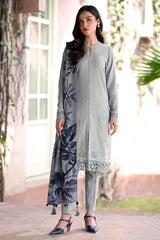 Linen 3PC Embroidered With Digital Printed Wool Shawl-1320
