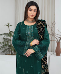 CREATION Dhanak 3PC Chikankari Embroidered Shirt with Velvet Plachi Shawl – ZC2105