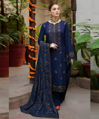 Dhanak Luxe 3PC Embroidered Dress with Embroidered Shawl – ZC1263