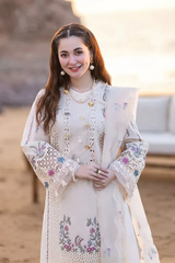 QALAMKAR 3PC Dhanak Embroidered Shirt with Organza Embroidered Dupatta – ZC3115