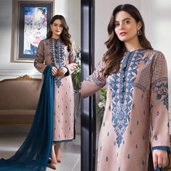 Dhanak 3PC Embroidered Shirt with Chiffon Dupatta – ZC142