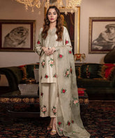 Silk 3PC Embroidered Shirt with Organza Embroidered Dupatta – ZC1316