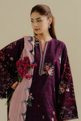 Lawn 3PC Embroidered Shirt with Digital Printed Jacquard Dupatta – ZC1406