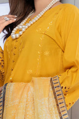 SAFWA FLORAL 3PC Dhanak Embroidered Shirt with Digital Printed Shawl – ZC2004