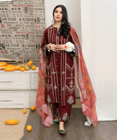 URGE Dhanak 3PC Embroidered Suit with Digital Printed Shawl – ZC169