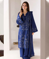 SOBIA NAZIR - 3PC DHANAK EMBROIDERED SHIRT WITH EMBROIDERED SHAWL AND TROUSER-145