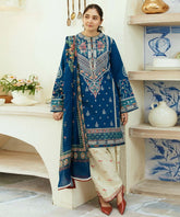 Dhanak Luxe 3PC Embroidered Shirt with Digital Printed Wool Shawl – ZC668
