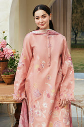 Dhanak 3PC Embroidered Shirt with Digital Printed Wool Shawl – ZC3188