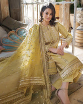 Linen 3PC Embroidered with Organza Sequins Embroidered Dupatta -583