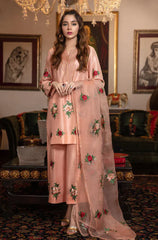 Silk 3PC Embroidered Shirt with Organza Embroidered Dupatta – ZC1314