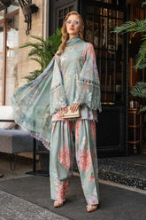 3PC Printed Lawn Zarri Shirt with Voile Printed Dupatta – ZC1520