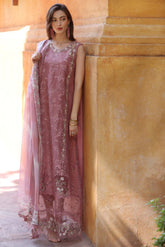 Dhanak-3PC Embroidered Shirt with Digital Printed Silk Dupatta-3282