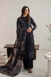 Dhanak 3PC Embroidered Shirt with Digital Printed Wool Shawl – ZC3365