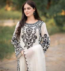 Jazmin Lawn 3PC Embroidered Shirt with Chiffon Embroidered Dupatta – ZC1031