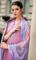 Dhanak-3PC Embroidered Shirt with Digital Printed Wool Shawl - 662