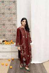 URGE Dhanak 3PC Embroidered Suit with Digital Printed Shawl – ZC169