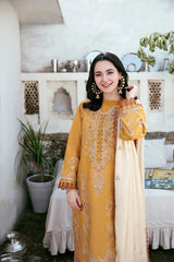 Dhanak 3PC Embroidered Shirt with Dhanak Embroidered Dupatta-3441