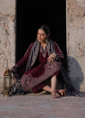 Dhanak-3PC Embroidered Shirt with Digital Printed Wool Shawl - 3537