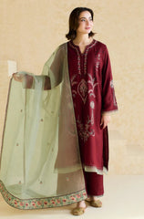 Lawn 3PC Embroidered Shirt with Organza Embroidered Dupatta – ZC1425