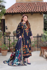 Dhanak-3PC Embroidered Shirt with Digital Printed Wool Shawl - 3545