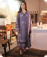 Linen 3PC Embroidered Shirt with Chiffon Embroidered Dupatta – ZC672