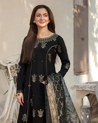 Lawn 3PC Embroidered Shirt with Digital Printed Silk Dupatta – ZC1174