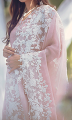 Dhanak 3PC Embroidered Shirt with Organza Embroidered Dupatta – ZC3294