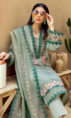 Dhanak 3PC Embroidered Shirt with Organza Embroidered Dupatta – ZC3292