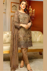Linen 3PC Embroidered Ensemble – ZC824