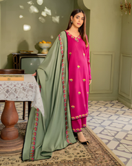 Dhanak 3PC Embroidered Shirt with Dhanak embroidered dupatta-619