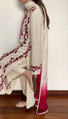 Dhanak-3PC Embroidered Shirt with Chiffon Tie and Dye Dupatta - 3509