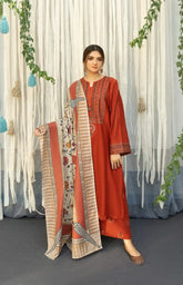 URGE 3PC Dhanak Embroidered Suit with Digital Printed Shawl – ZC651