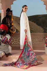 Warda Saleem Dhanak 3PC Chikankari Embroidered Shirt with Digital Printed Wool Shawl – ZC104