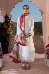 Warda Saleem Dhanak 3PC Chikankari Embroidered Shirt with Digital Printed Wool Shawl – ZC104