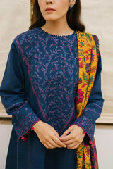 Zara Shahjahan 3PC Dhanak Embroidered Shirt with Digital Printed Shawl – ZC217