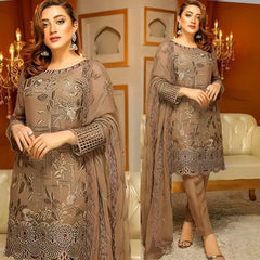 Linen 3PC Embroidered Ensemble – ZC824