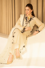 Dhanak-3PC Embroidered Shirt with Chiffon Embroidered Dupatta - 3510