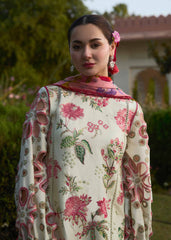 Hussain Rehar Luxury Dhanak 3PC Embroidered with Digital Printed Wool Shawl – ZC211