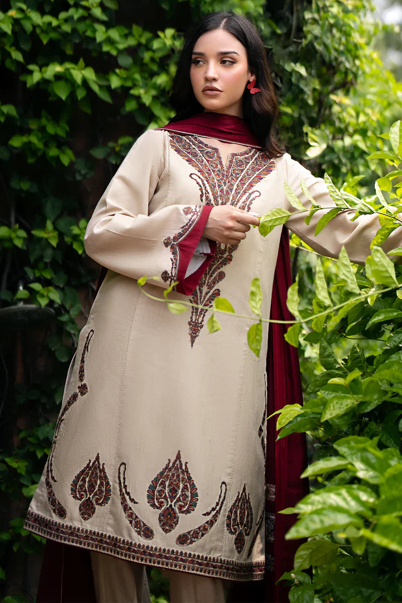 Jazmin Dhanak 3PC Embroidered Suit with Digital Printed Wool Shawl – ZC252