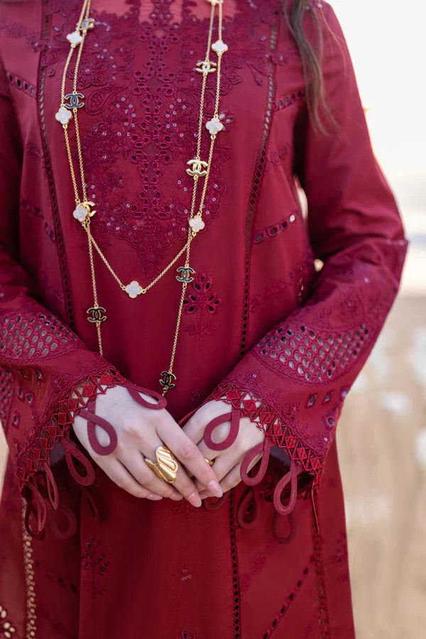 Lawn 3PC Embroidered Shirt with Organza Embroidered Dupatta – ZC1134
