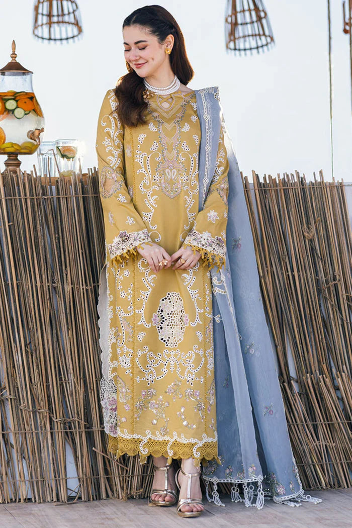 Dhanak 3PC Embroidered Shirt with Organza Embroidered Dupatta – ZC3145