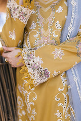 Dhanak 3PC Embroidered Shirt with Organza Embroidered Dupatta – ZC3145