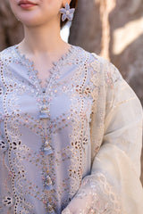 Lawn 3PC Embroidered Shirt with Organza Embroidered Dupatta – ZC1235